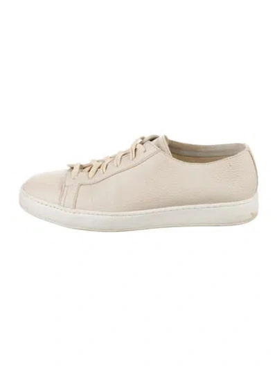 Pre-owned Santoni Leather Sneakers In White