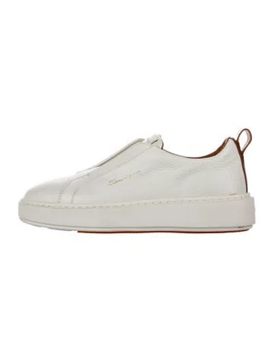 Pre-owned Santoni Leather Sneakers In White