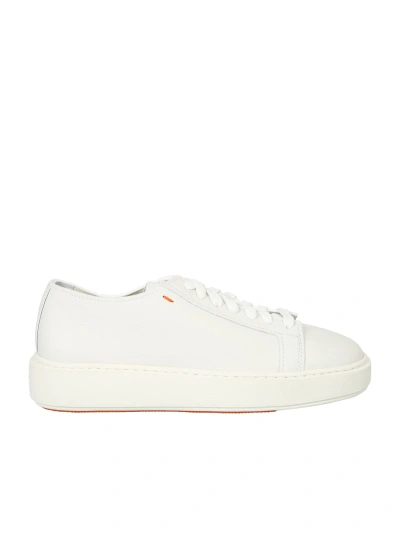 Santoni Leather Sneakers In White