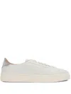 Santoni Tumbled Leather Double Buckle Trainer In White