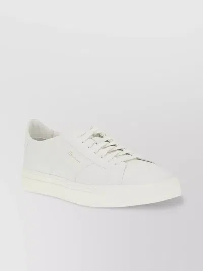 Santoni Leather Sneakers With Double Buckle-inspired Sides In White