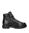 Santoni Leather St. Moritz Hiking Boots In Black