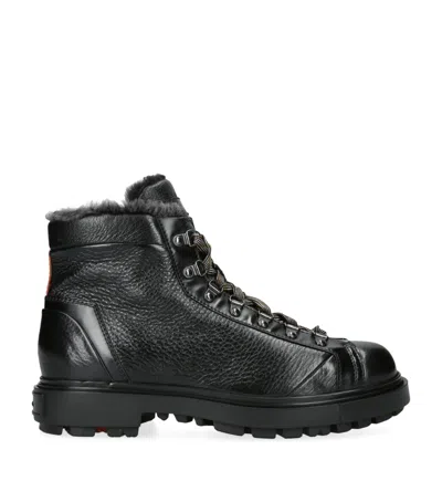 SANTONI LEATHER ST. MORITZ HIKING BOOTS