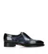 Santoni Leather Stitched Oxford Shoes In Blue