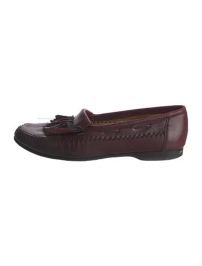Pre-owned Santoni Leather Tassel Accents Boat Shoes In Burgundy