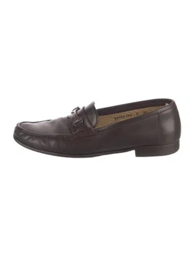 Pre-owned Santoni Leather Tassel Accents Dress Loafers In Brown