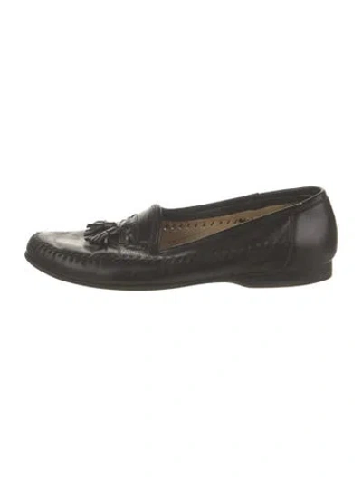 Pre-owned Santoni Leather Tassel Accents Drivers In Black