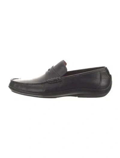 Pre-owned Santoni Leather Tassel Accents Loafers In Black