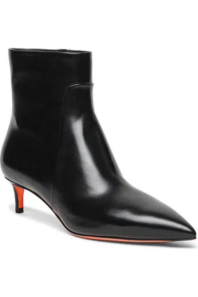 Santoni Leather Texan Ankle Boot In Black