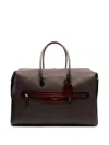 Santoni Leather Top-handle Travel Bag In Brown