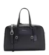 Santoni Leather Weekend Bag In Black