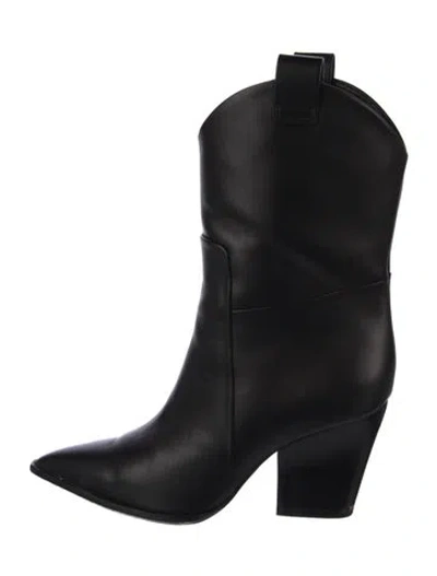 Pre-owned Santoni Leather Western Boots In Black