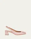Santoni Lemon Leather Buckle Slingback Pumps In Pink