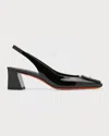 Santoni Lemon Patent Sling Back In Black