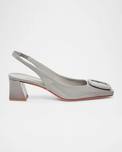 SANTONI LEMON PATENT BUCKLE SLINGBACK PUMPS