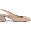 Santoni Womens Pink Patent Leather Mid-heel Slingback In Nude