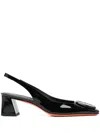 Santoni Lemon Patent Sling Back In Black
