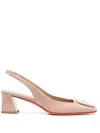 Santoni Lemon Leather Buckle Slingback Pumps In Pink