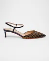 Santoni Leopard Open-back Kitten Heel Pumps In Multi