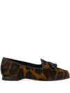 Santoni Leopard-print Tassel Loafers In Brown