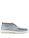 Santoni Light Blue Calf Leather Suede Loafers