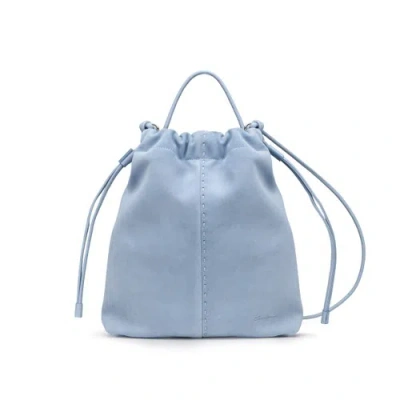 Santoni Light Blue Suede Crossbody Bag Metauro Light Blue