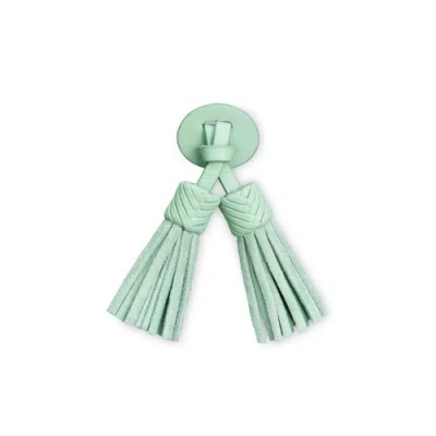 Santoni Light Green Leather And Suede  Icona Serpentine Tassels Silva Green