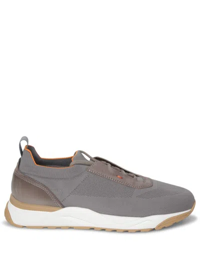 Santoni Low Top Sneakers Contrast Sole In Beige