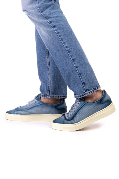 Santoni Lightweight Sport Sneakers With Perforated Design In Blue