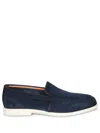 Santoni Suede Slip-on Loafers With Contrasting Rubber Sole In Blue
