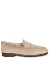 Santoni Man Loafers Dove Grey Size 12 Leather In Beige