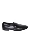 Santoni Crafted From Premium Glossy Leather Loafer In Black