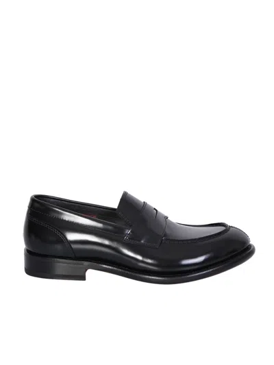 Santoni Leather Loafer In Black