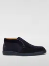 Santoni Suede Detroit High-top Loafers In Blue