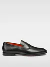 Santoni Penny Leather Loafers In 黑色