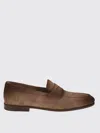 Santoni Suede Moccasins With Tapered Shape And Rubber Sole In Brown