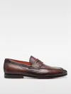 Santoni Man Loafers Brown Size 10.5 Leather In Brown