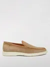 Santoni Slip-on Shoes With Round Toe And Rubber Sole In Braun
