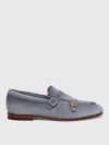 Santoni Double-buckled Suede Loafers In 天蓝色