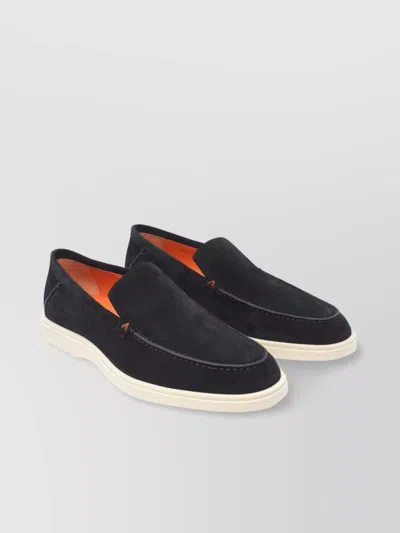 SANTONI LOAFERS WITH ROUND TOE AND CONTRAST STITCHING