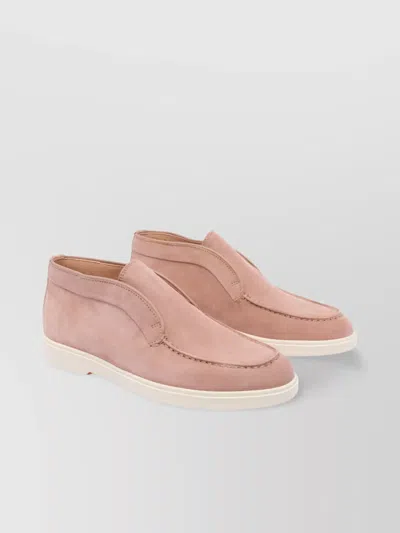 Santoni Loafers With Round Toe And Rubber Sole In Pink
