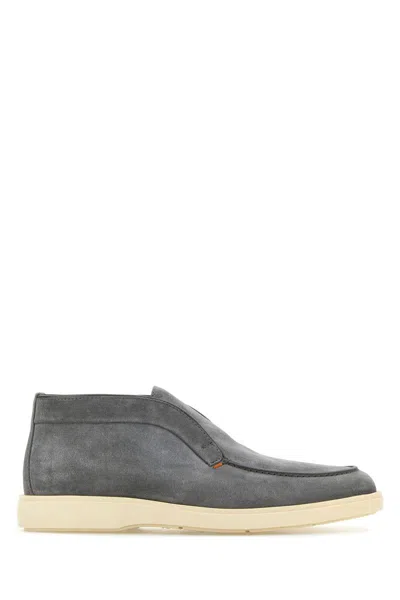 Santoni Mens Grey Detroit Slip-on Suede Desert Boots