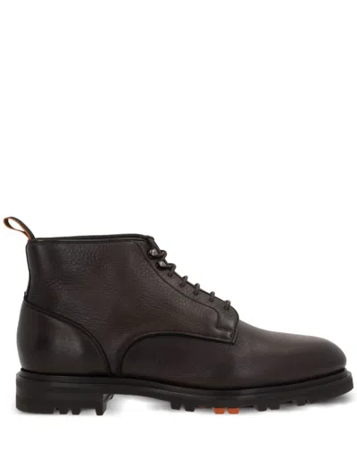 Santoni Deer Leather Polacchino Mod. Logan In Black