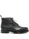 Santoni Leather Colin Lace-up Boots In Black