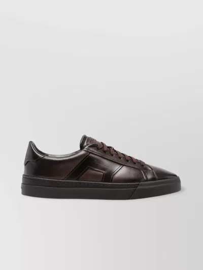 SANTONI LOGO ALMOND TOE LOW-TOP SNEAKERS