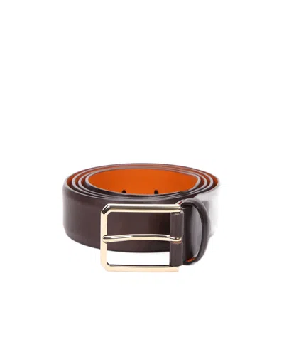 Santoni Logo Belt In Brown