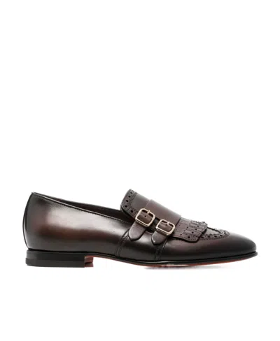 Santoni Logo Business Casual Shoes In Black
