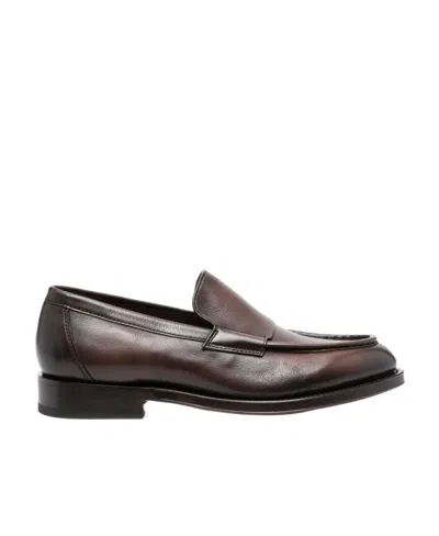 Santoni Logo Business Casual Shoes In Brown