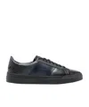 Santoni Logo Almond Toe Low-top Sneakers In Black