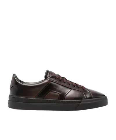 SANTONI LOGO-DEBOSSED SNEAKERS